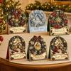 Festive Desktop Ornament Crafts DIY Christmas Card Kit, 3D Pop-Up Faux Pearl Art Snowman Blessing Cards for Friends Santa Elk Wreath Card, Handmade