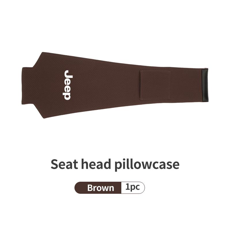 Car Logo Headrest Cover Leather Storage Neck Pillow Case Accessories For Jeep Renegade Compass Grand-Cherokee Wrangler-JK ALW1