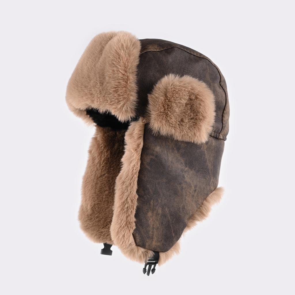 Retro Old Hat Men's Winter Velvet Thickened Warm Ear Protection Cotton Hat Outdoor Cycling Cold Hat Women