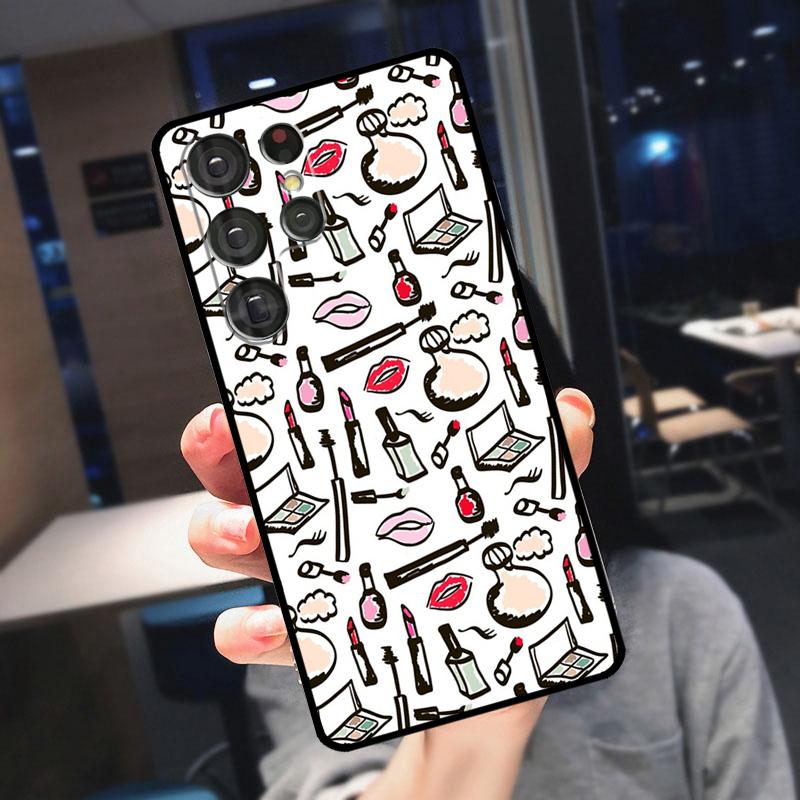 Cosmetics Nail Polish Cover For Samsung Galaxy S25 S24 S21 S22 S23 Ultra S9 S10 Plus S24 FE S21 FE Phone Case