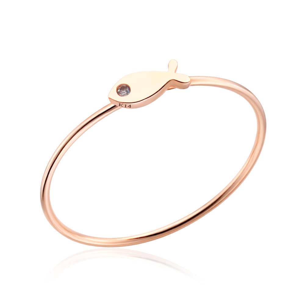 [Bnbgold] 14K/18K Fish Birthstone 1mm March Aquamarine Tension Ring Npr29258