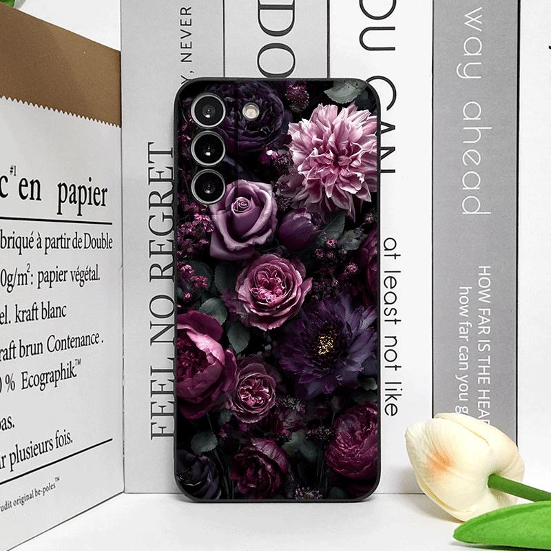 Stylish Black Rose Deep Purple Flower Phone Case for OPPO Realme 14 Pro Plus 13 12 Lite 11 10 9 Pro+ X7 PRO Ultra 5G Soft Cover