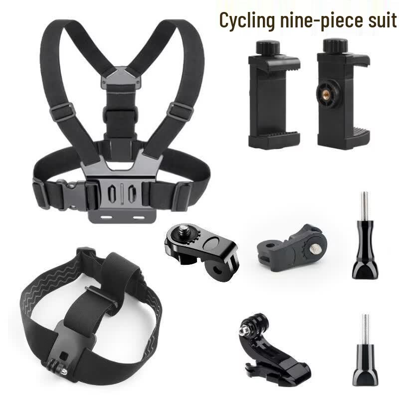 OLOEY Sports Camera Chest & Head Strap 9-Piece Accessory Set