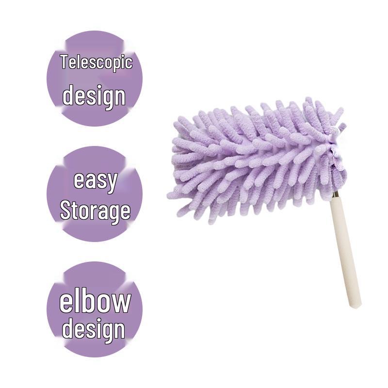 Nordic Style Telescopic Chenille Feather Duster - Bendable Dusting Brush for Household Cleaning