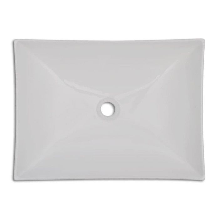 VidaXL Vasque de Salle Bains Céramique Haute Brillance Blanc Lavabo Lave-mains 140700
