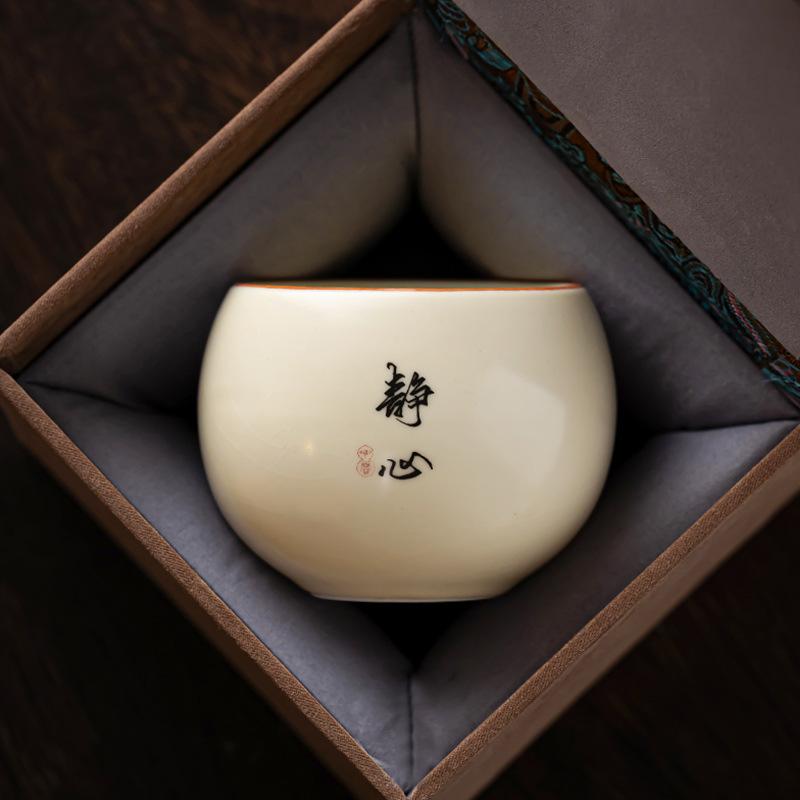 Ru kiln teacup master cup personal tea tasting cup household single large tea cup ceramic kung fu tea set