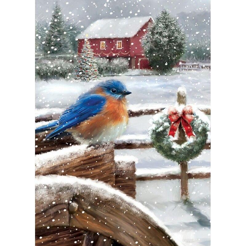 Noua pictură cu diamante 5D DIY Snowbird Broderie cu diamante Peisaj cu strasuri Artizanat Burghiu rotund complet Decor pentru casa Cadou de artă