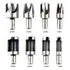 2025+ 8Pcs 5/8In 1/2In 3/8In 1/4In Wood Plug Cutter Straight and Taper Claw Drill Bit Set Woodworking Hole Saw Cutting Tool