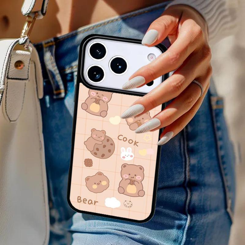 Kawaii Cute Bears Korean Animal Phone Case For iPhone 17 Air 14 15 13 12 Max Cover For Apple 14 15 16 16e 11 Pro Max Plus