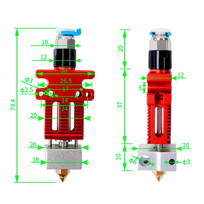 3D-skriverdeler CR6 SE J-hode Montert skrivehode Hot End Hotend-sett Helt metall Ekstrudering Ekstruder for Ender 3 CR5 PRO CR6 SE