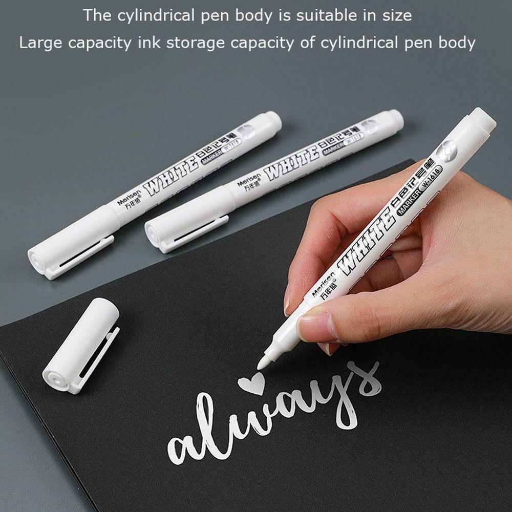 3pcs Smooth Writing White Permanent Paint Pen Waterproof Oily Marker Pen  Drawing Marking