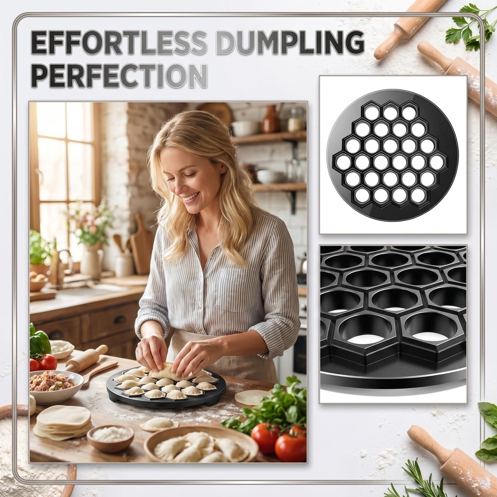 

Aluminum Alloy Dumpling Mold Press Round Dumpling Wrapper Maker Kitchen Tool for Shaping Multiple Dumplings at Once with Durable Construction One Size чёрный
