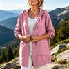 Women's Waterproof Windproof Hooded Jacket Lightweight Zip Front Outdoor Raincoat Casual Long Sleeve Windbreaker