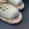 Fashion High Top Color Block Leather Boots Men Fashion Motorcycle Ankle Colorful Designer Boots for Men Boots Lace-Up Luxury Man Shoes