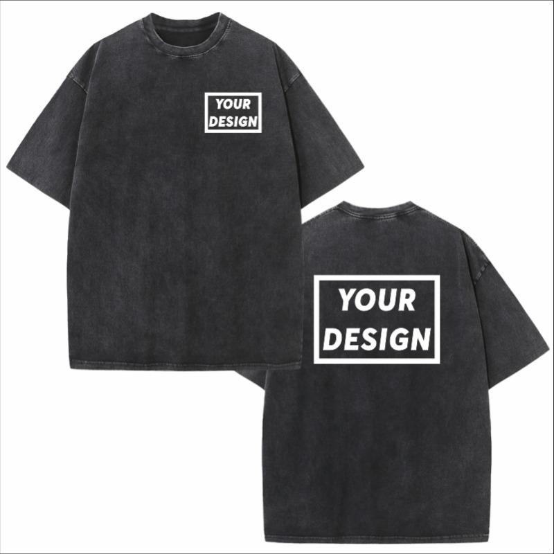 Men's Harajuku Casual Cotton Short Sleeve Washed T-Shirt Vintage Printed Street Hip Hop Retro Punk T Shirt Acid Wash TShirts Top