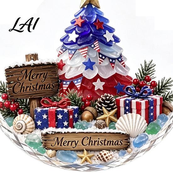 Xmas Tree Hanging Decor Christmas Acrylic Pendant for Holiday Decoration 2D Flat Ocean Theme Ornament Personalized Home Party Decor Lightweight