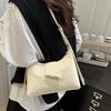 Yogodlns Women's Faux Leather French Casual Vintage Pure Color Simple Shoulder Crossbody Underarm Bag