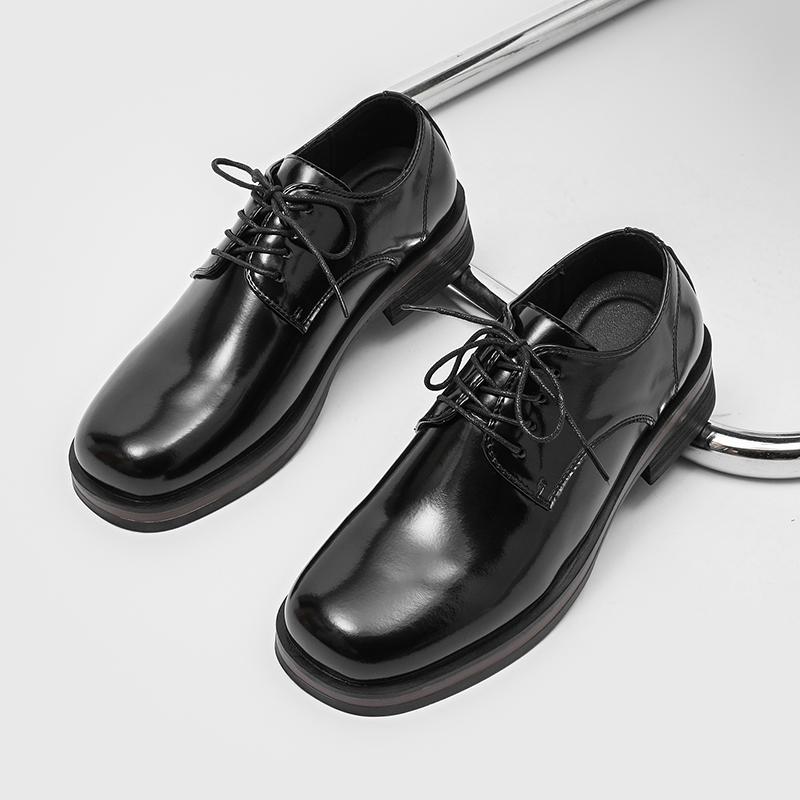 Leather Men Office Shoes Lace-Up Oxfords Classic Business Men Dress Shoes Black Handmade Thick Sole Fashion Formal Wedding Shoes