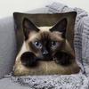 1 piece decorative pillowcase - cute Siamese cat pillow cover with zipper, plush polyester cushion cover for living room, bedroom and office
