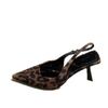 Fashion Leopard High Heels Shoes Women Sandals Pointed Toe Dress Party Shoes Designer New Mules Slippers Summer Sexy Pumps Zapatos Mujer