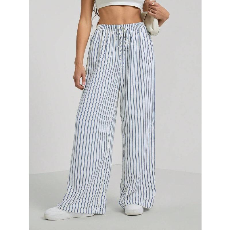 

New commuting simple contrasting color texture design pocket waist versatile temperament pleated casual pants L