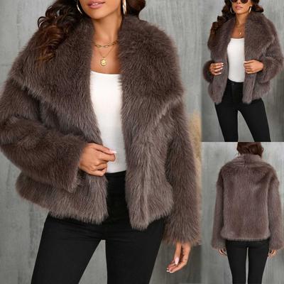 Women's Fashion Comfortable Large Lapel Faux Coat Short Coat Plush Women's Clothing