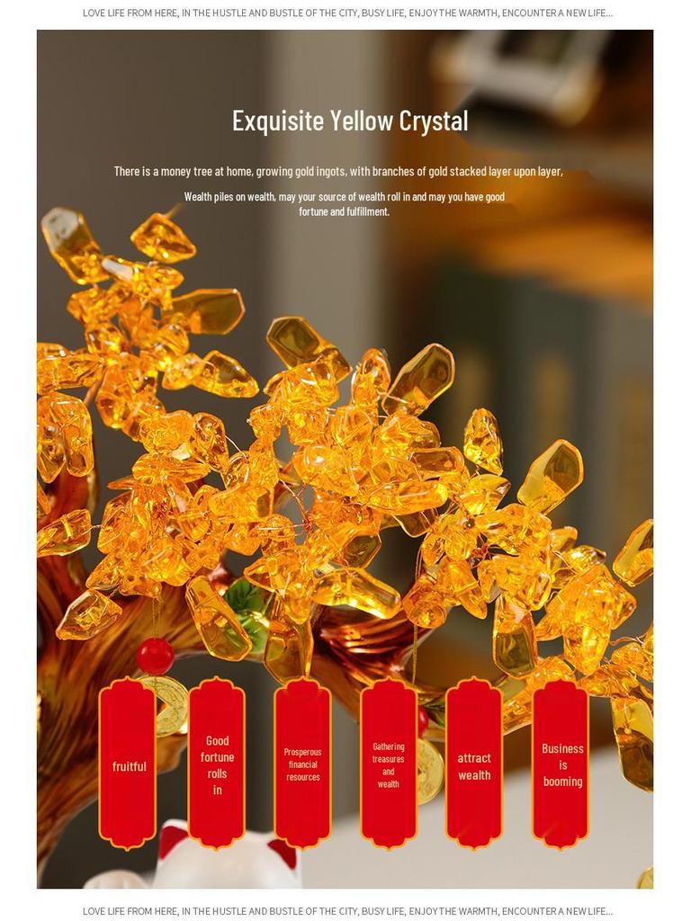 Money Tree: Wealth-Attracting Cat Figurine for Shop or Home, Perfect for Store Opening and Housewarming