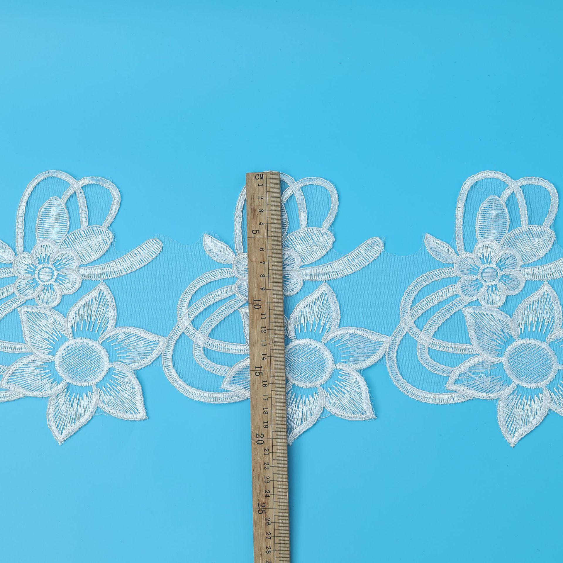 

21Cm This White Black Transparent Bead Lace Wedding Dress Embroidery Accessories Car Bone Barcode Embroidery Lace Accessories White/width 21cm