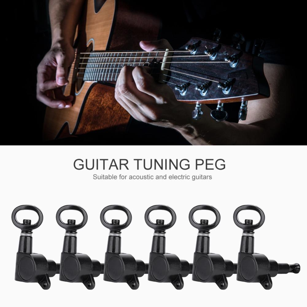 6PCS Black Color Acoustic Guitar Tuners Hollow Handle Design Electric Guitar Tuners For Guitarists