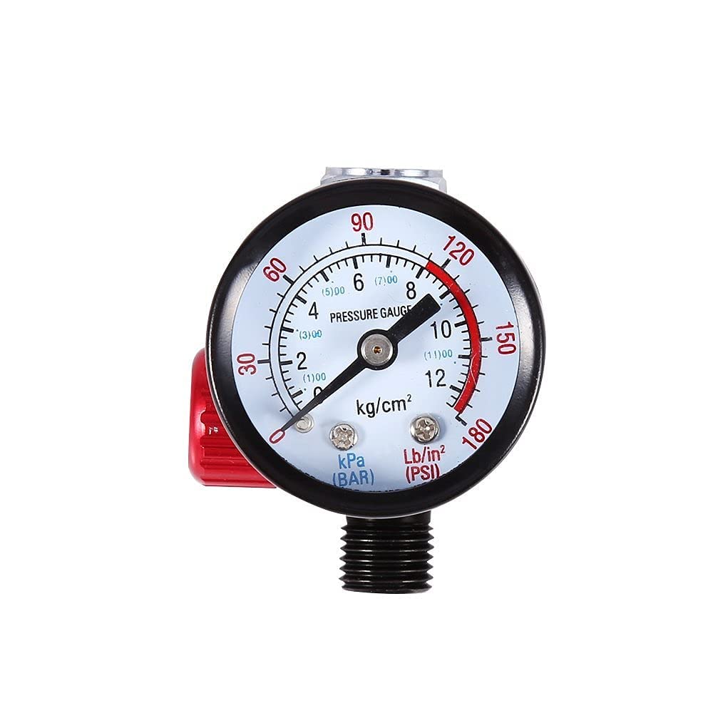 Auto Spray Gun Air Regulator (with Pressure Gauge), 1/4" BSP, Lightweight, Versatile, Durable, Corrosion-Resistant, Can Be Used In Combinations