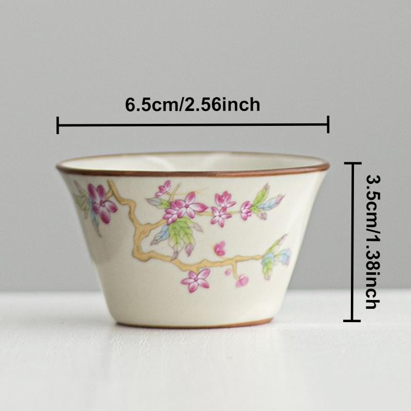 Ru Kiln Ceramic Master Cup Creative Peach Blossom Teacup Small Tasting Mug Tea-calix Chinese Kungfu Tea Bowl Household Teaware