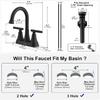 3 Hole Matte Black Bathroom Faucet with Pop-up Drain, 4 Inch Centerset, Stainless Steel Lead-Free for Sink Vanity