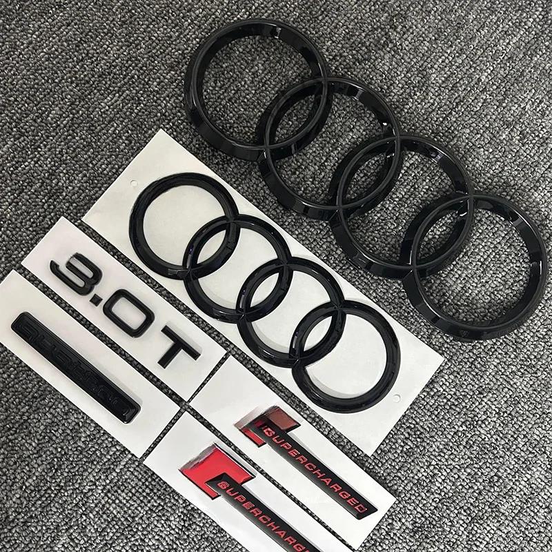 2026 7pcs/set For Audi A7 front and rear four-ring logo 2012-2018 Quattro 3.0T tail logo supercharged combined modified car sticker.