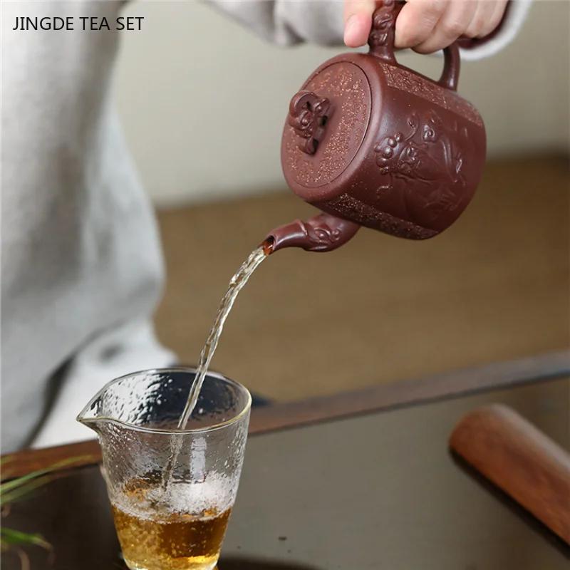 Chinese Yixing Original Ore Purple Jade Gold Sand Master Handmade Teapot Retro Lucky Purple Sand Teapot Kung Fu Tea Set 310ML