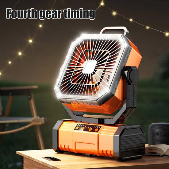 Outdoor Camping Ventilator Lichtmodi Geschwindigkeit Einstellbar Rotierend USB Wiederaufladbar 2-In-1 Mehrzweck Wandern Zelt Hängender Ventilator Lampe Notlaterne