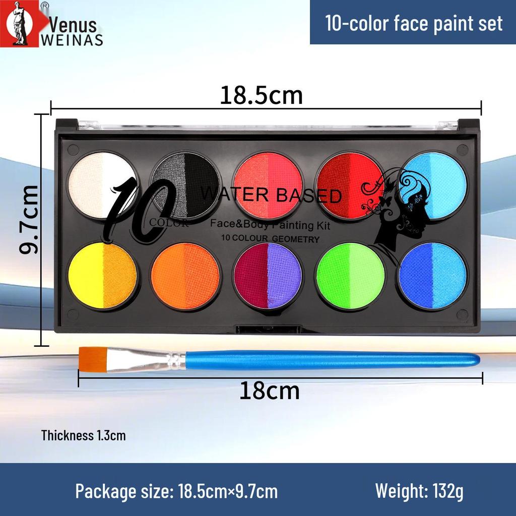 Multicolor Water-Soluble Face Paint Set for Stage, Halloween, and Kids' DIY Makeup
