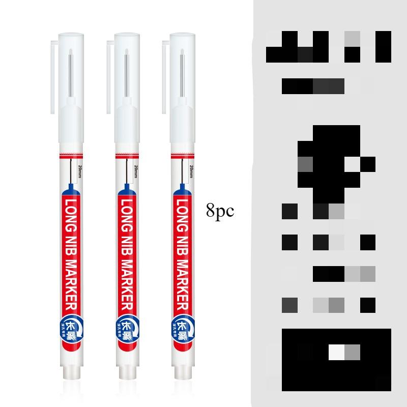 8Pcs/Set Perforating 20mm Deep Hole Long Head Nib Markers For Metal Pen Waterproof Bathroom Woodworking Decoration Multi-Purpose