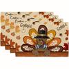 1pcs Linen Thanksgiving Placemats, Gobble Turkey Design, Machine Washable, Farmhouse Style Autumn Home Decor