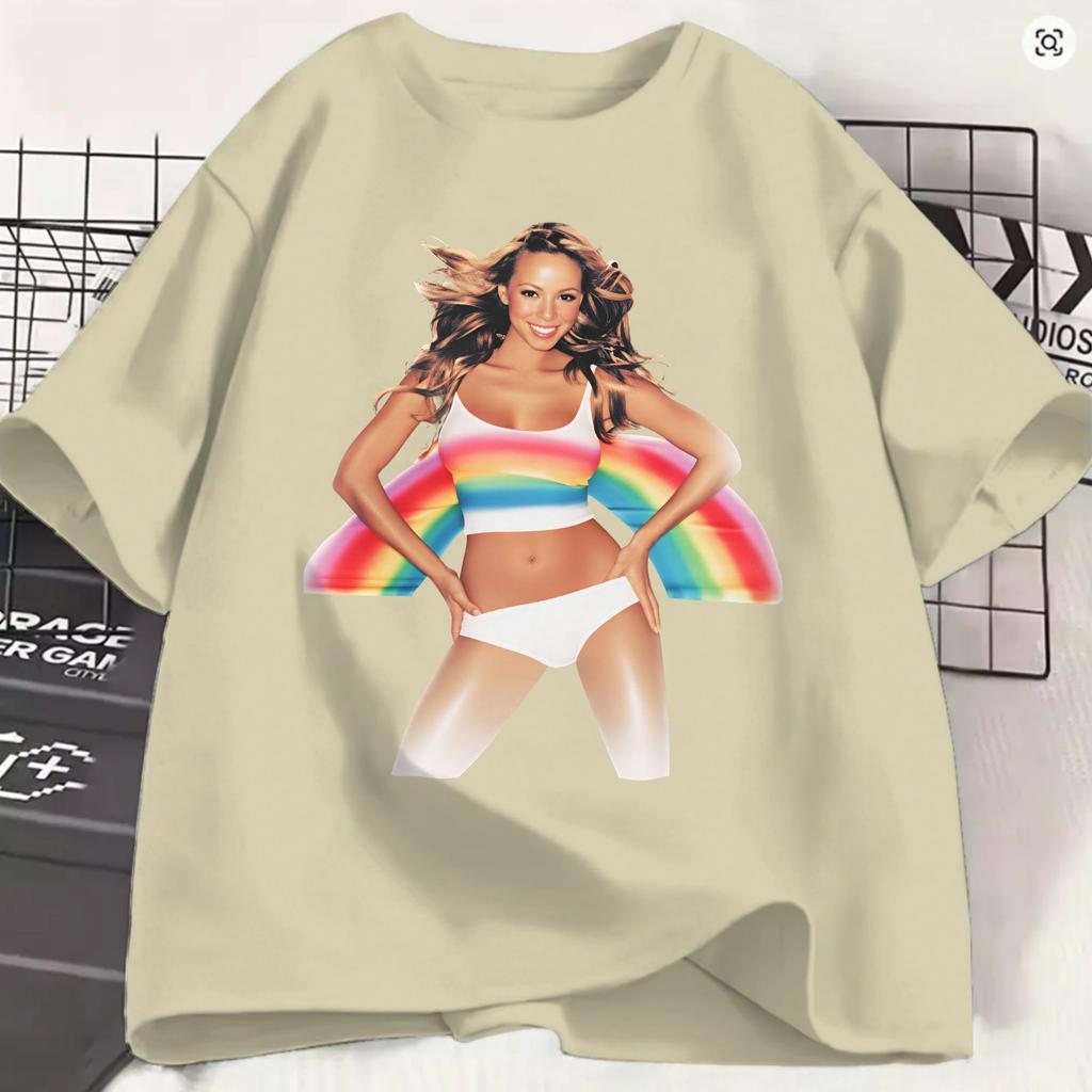 Mariahs Careys TShirt Summer Rainbow Hipster TShirts Unisexs 100 Cotton ONeck 4xl 5xl 6xl Clothes Short Sleeves Y2k Funny Tops