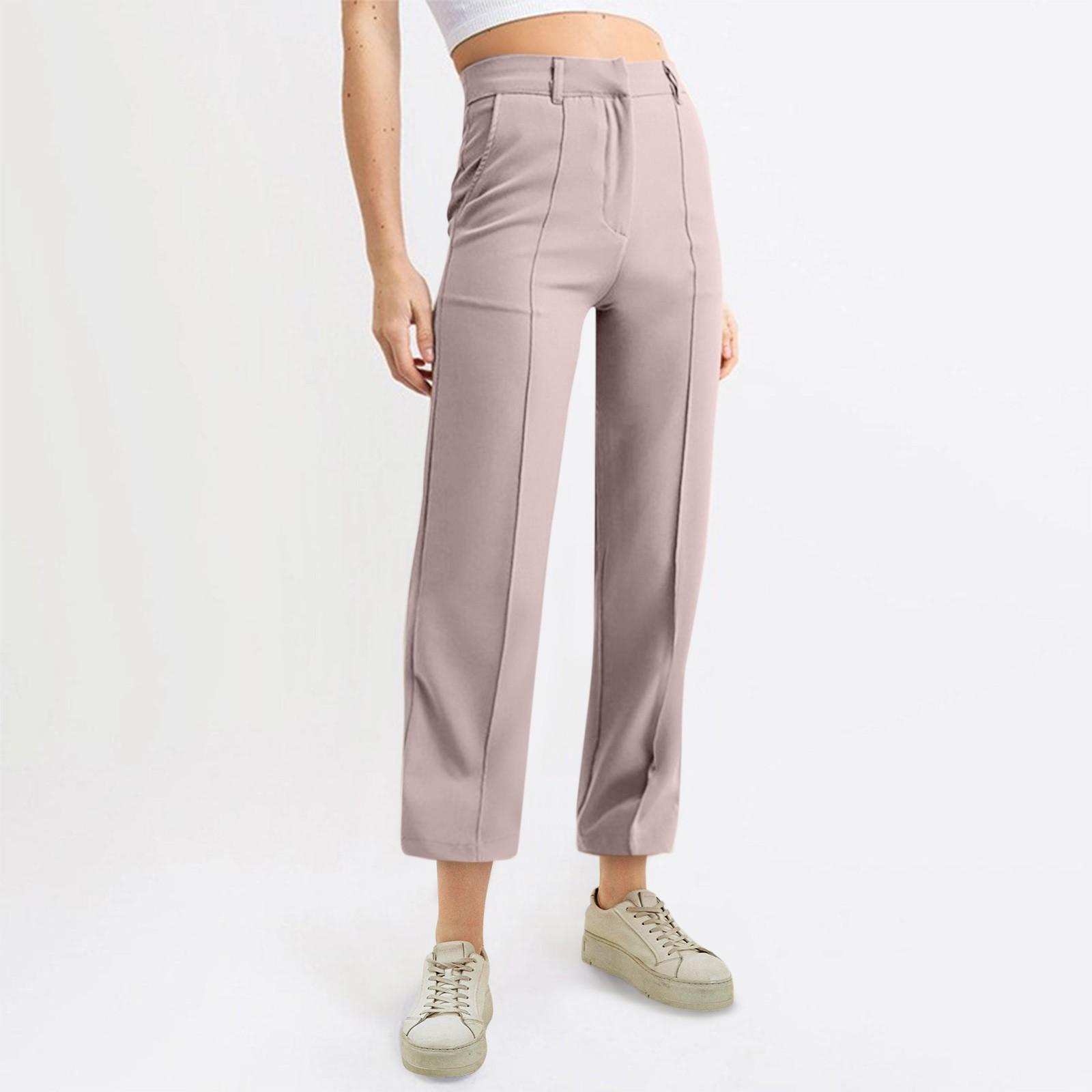 

Жіночі модні однотонні повсякденні штани з кишенями на резинці XL