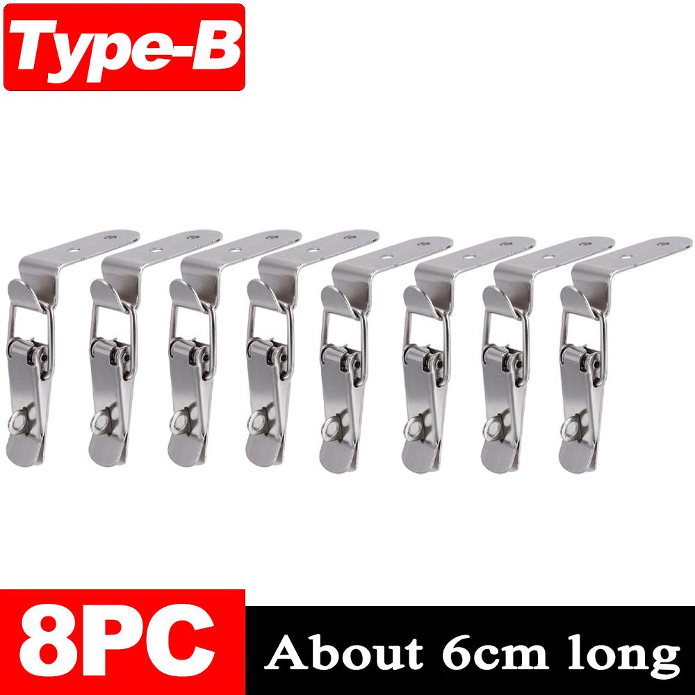 1/12Pcs 90 Degree Duck-mouth Buckle Hook Lock Silver Metal Spring Hasp Latch Catch Clamps Wooden Box Loaded Draw Clasp Hardware