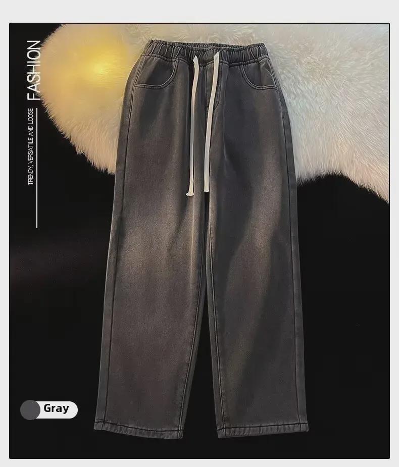 Pánské retro sametové džíny se širokými nohavicemi - Rovné, Hřejivé, Trendy, Volné kalhoty na podzim a zimu