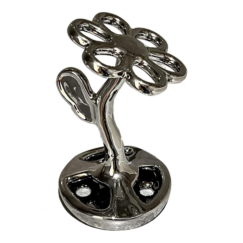 Ceramic Flower Shape Toothbrush Holder Multifunctional Bathroom Organizer High Stability Compact Countertop Stand