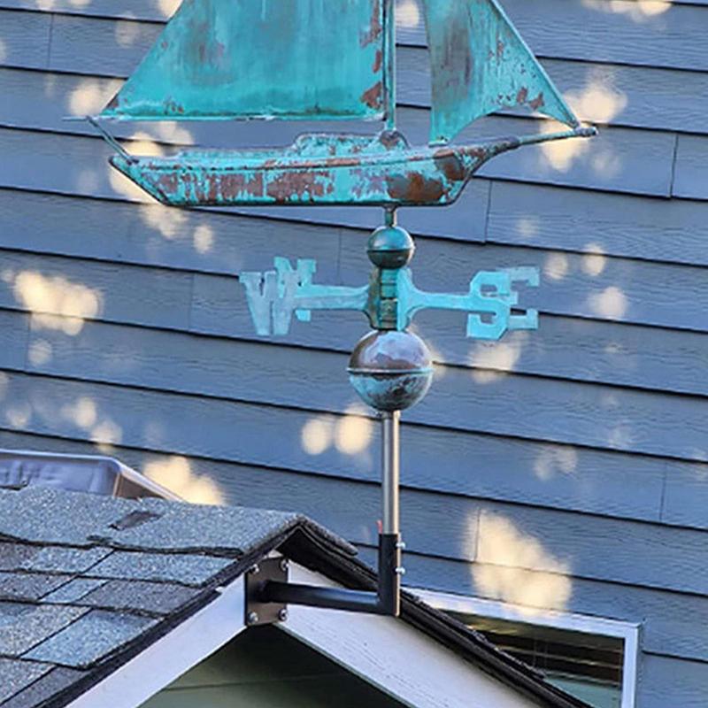 Steel Farmhouse Weather Vane Roof Mount Wind Direction Indicator Mounting Brackets Outdoor Garden Bracket