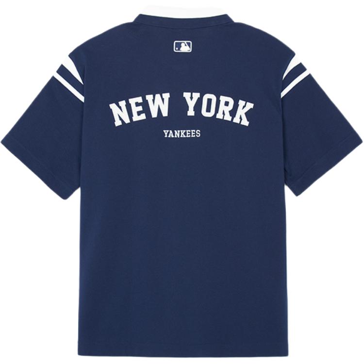 MLB New York Yankees SS25 Brand Logo Letter Striped Casual Short Sleeve T-Shirt Polo Unisex Tops 3APQV0353-50NYS