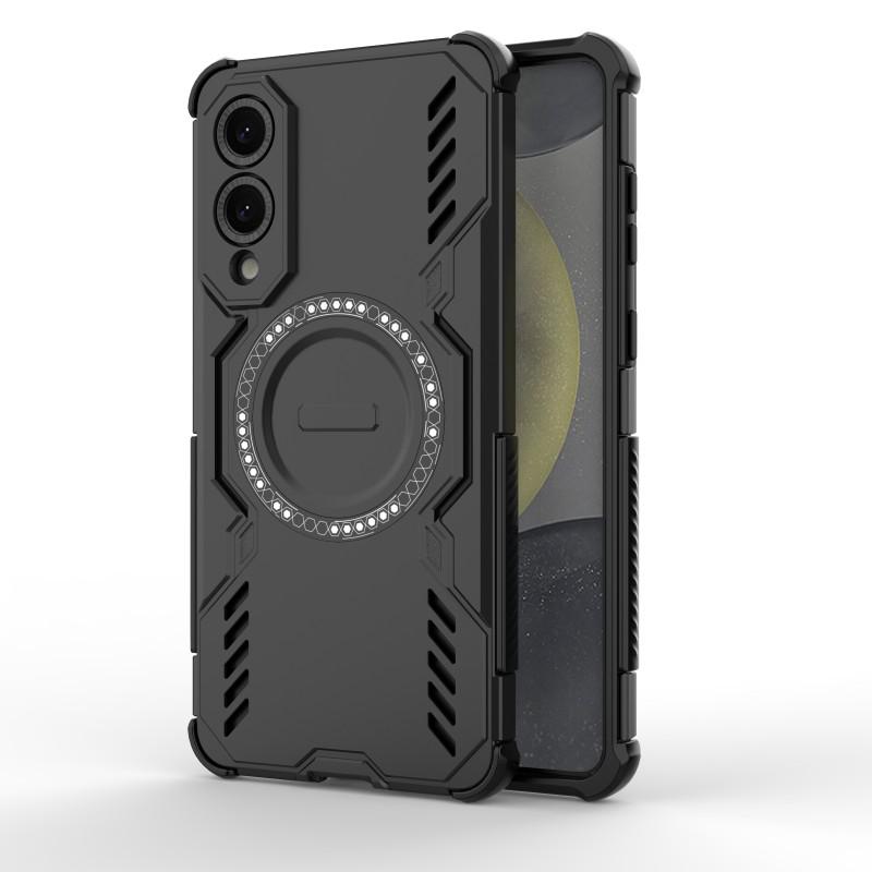 Für Samsung Galaxy S25 Edge Magnetische Hülle WANLONFENG DJ Serie PC TPU Handyhülle mit 2 Stück gehärtetem Glasfolie