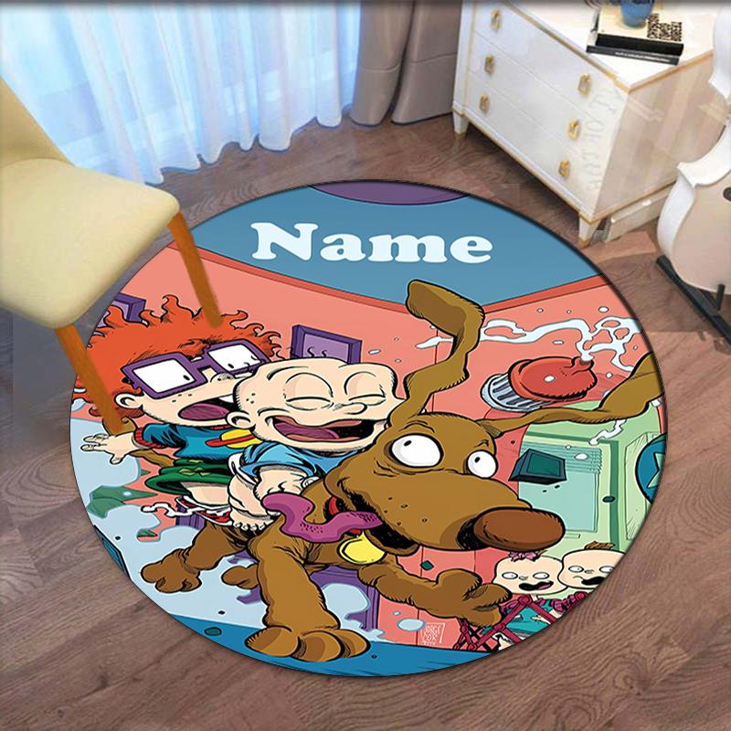 Custom Name Rugrats Printed Round Rug Carpet Chair Rug Area Rug Entryway Doormats,for Office Chair Living Room Bedroom Kitchen Room.