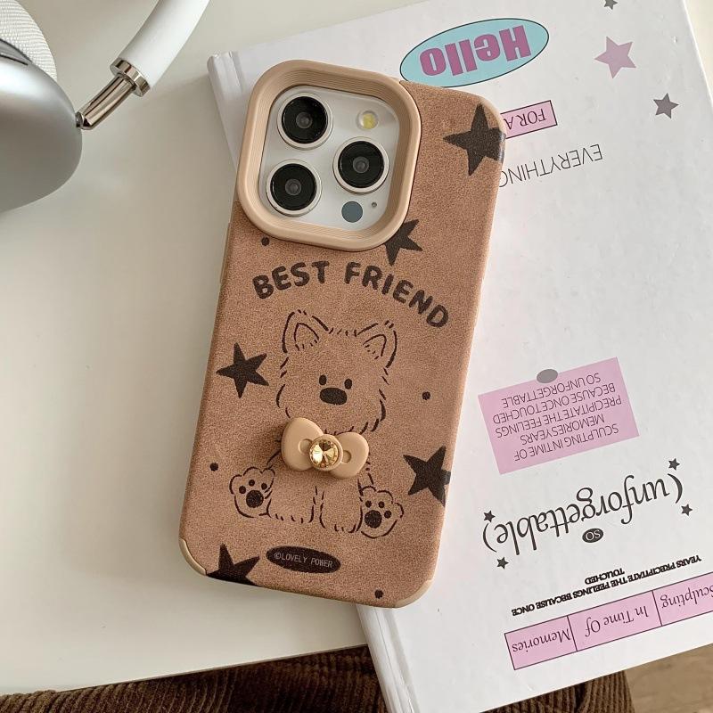 

Autumn and Winter Brown Leather Pattern West Highland Dog for IPhone15promax Mobile Phone Case for Apple16/13/11/x For Apple XS