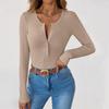 Women's  And Winter Slim Bottom T-shirt Fashion Casual Solid Color O-Neck Pullover Long Sleeve Top