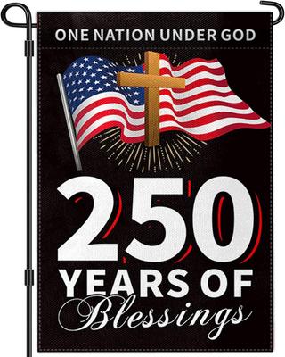 250th Anniversary USA Garden Ag 12x18 Inch 1776-2026 America 4th of July Decorations Ag Outdoor Banner Double Sided Deco GGO